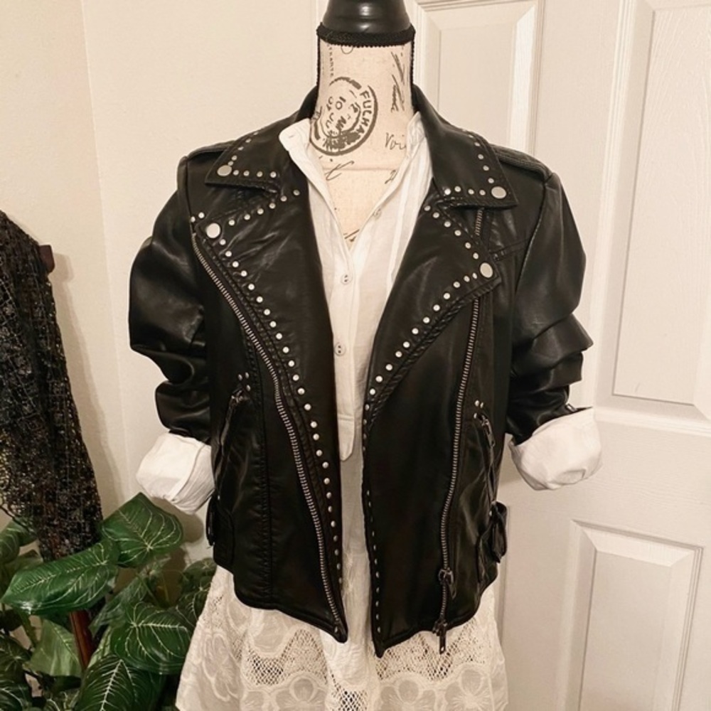 Vegan leather jacket.